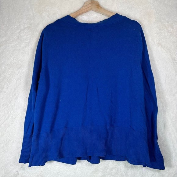 JCP JCPenny Sweater Women 2X Blue Cardigan Pockets Cotton Cashmere Blend Solid - Picture 2 of 11